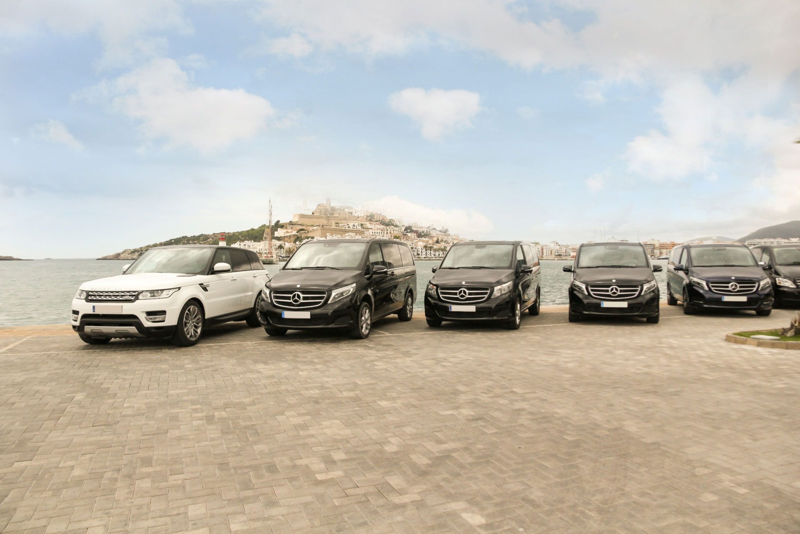 Luxury fleet parked waiting for VIP customers