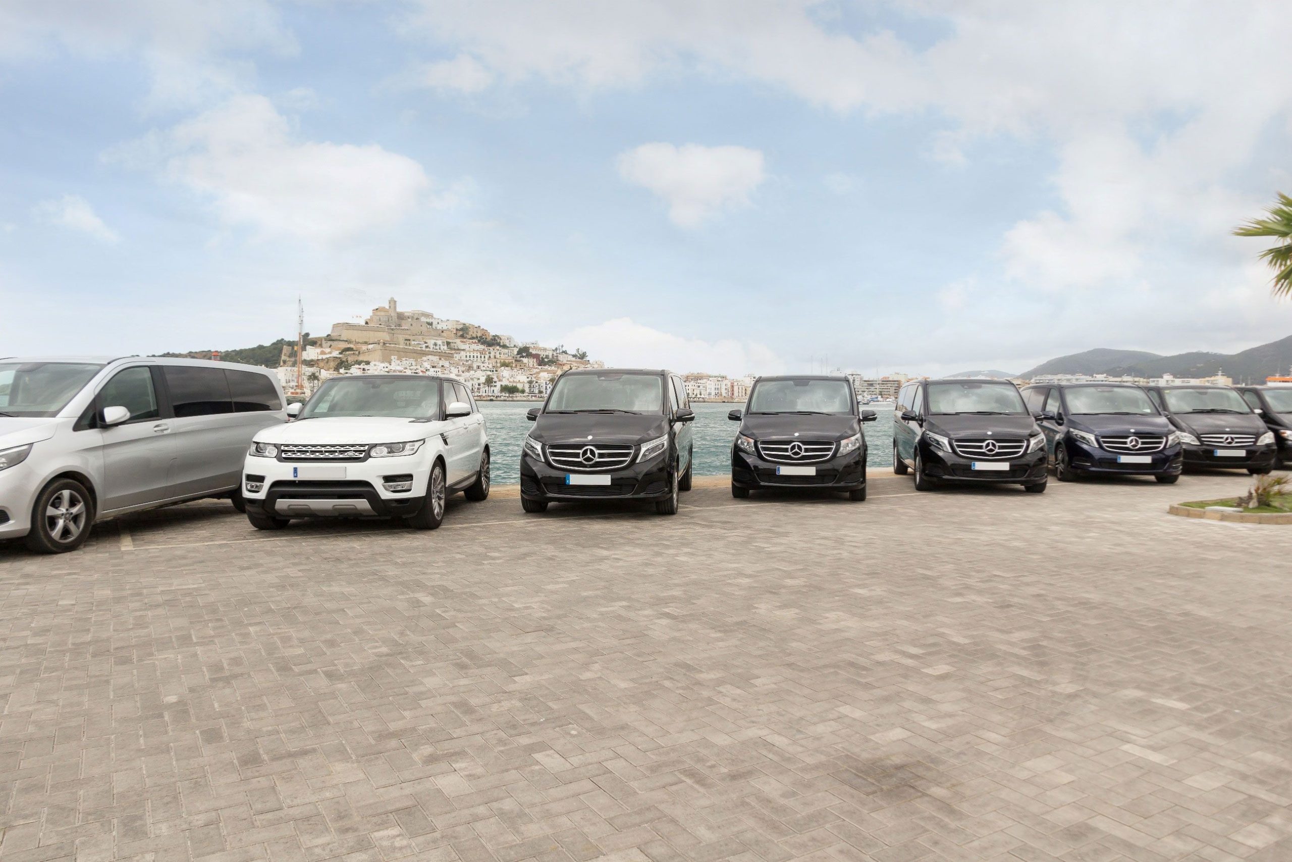 Luxury fleet parked waiting for VIP customers